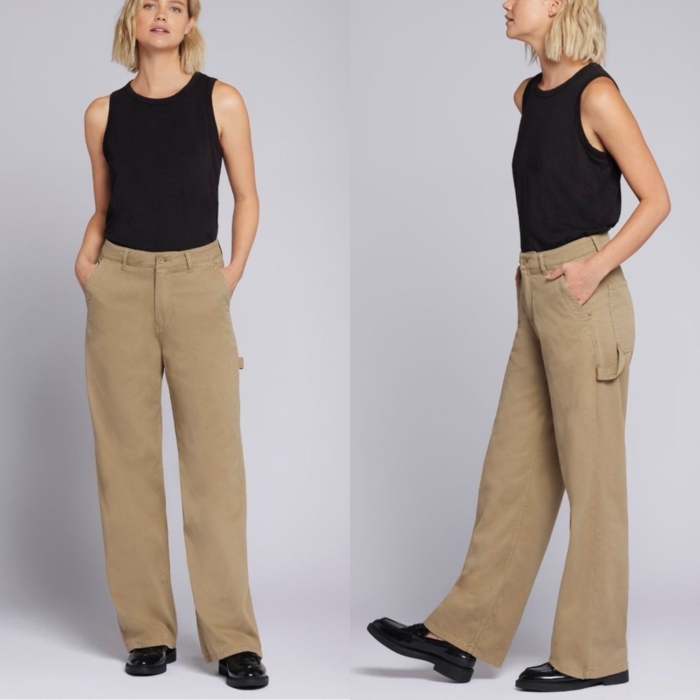 Current/Elliott The Painter Wide Leg Jeans in Khaki 30